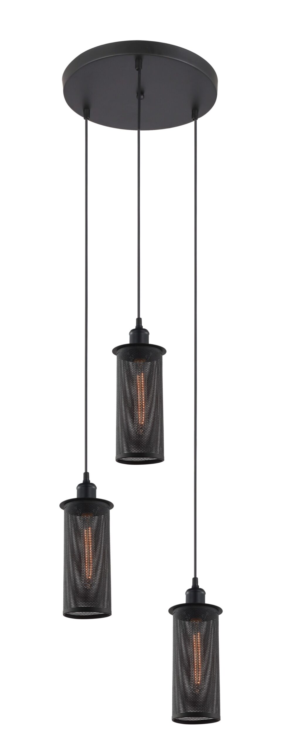 PENDANT ESx3 Blk Mesh OBLONG x 3 w/ RND M/Plate OD320mm