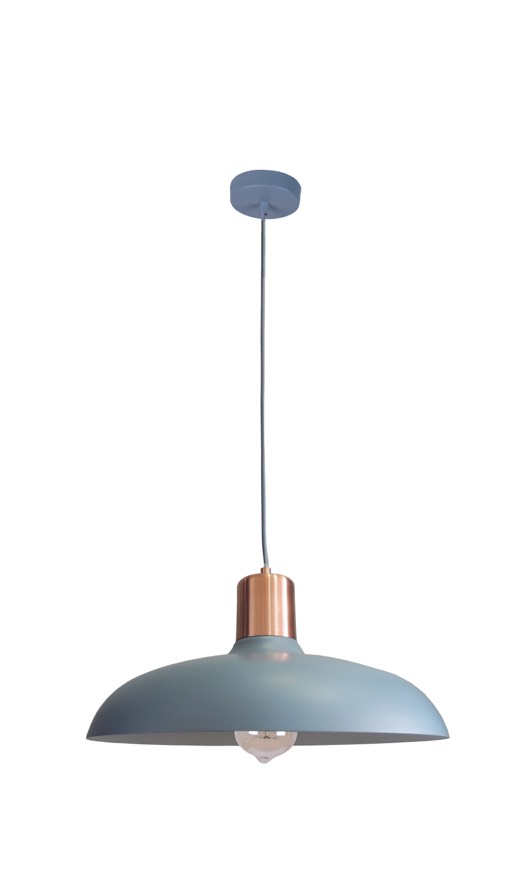 PENDANT ES Matt Blue DOME w/Copper Highlight OD400mm