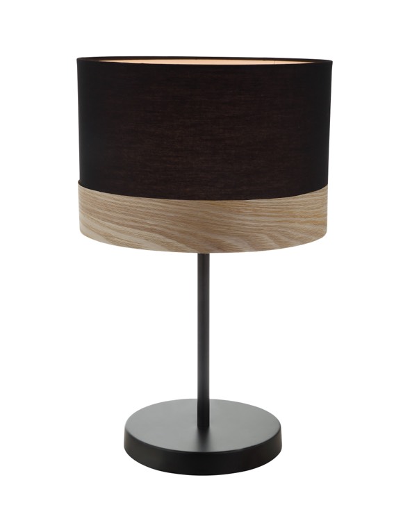 TABLE ES MED Blk Cloth RND OD300mm w/Wood Veneer Trim