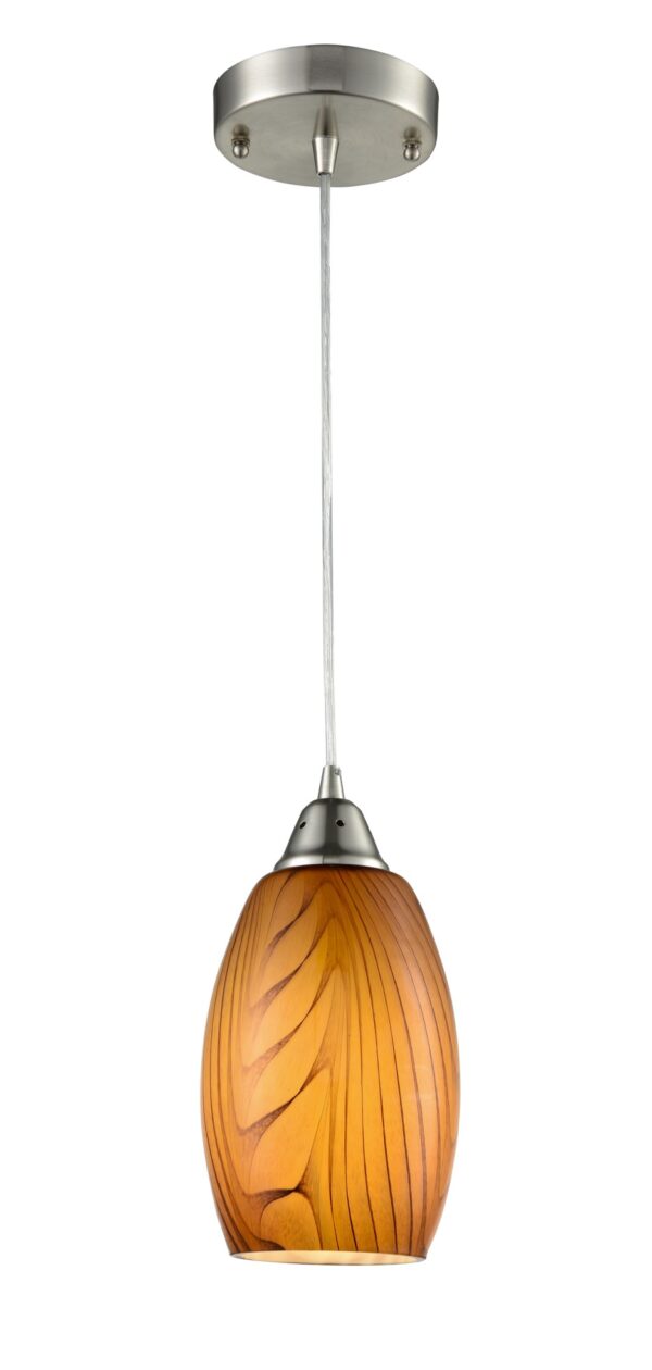 PENDANT ES Amber Glass ELLIPSE w/swirls OD120mm