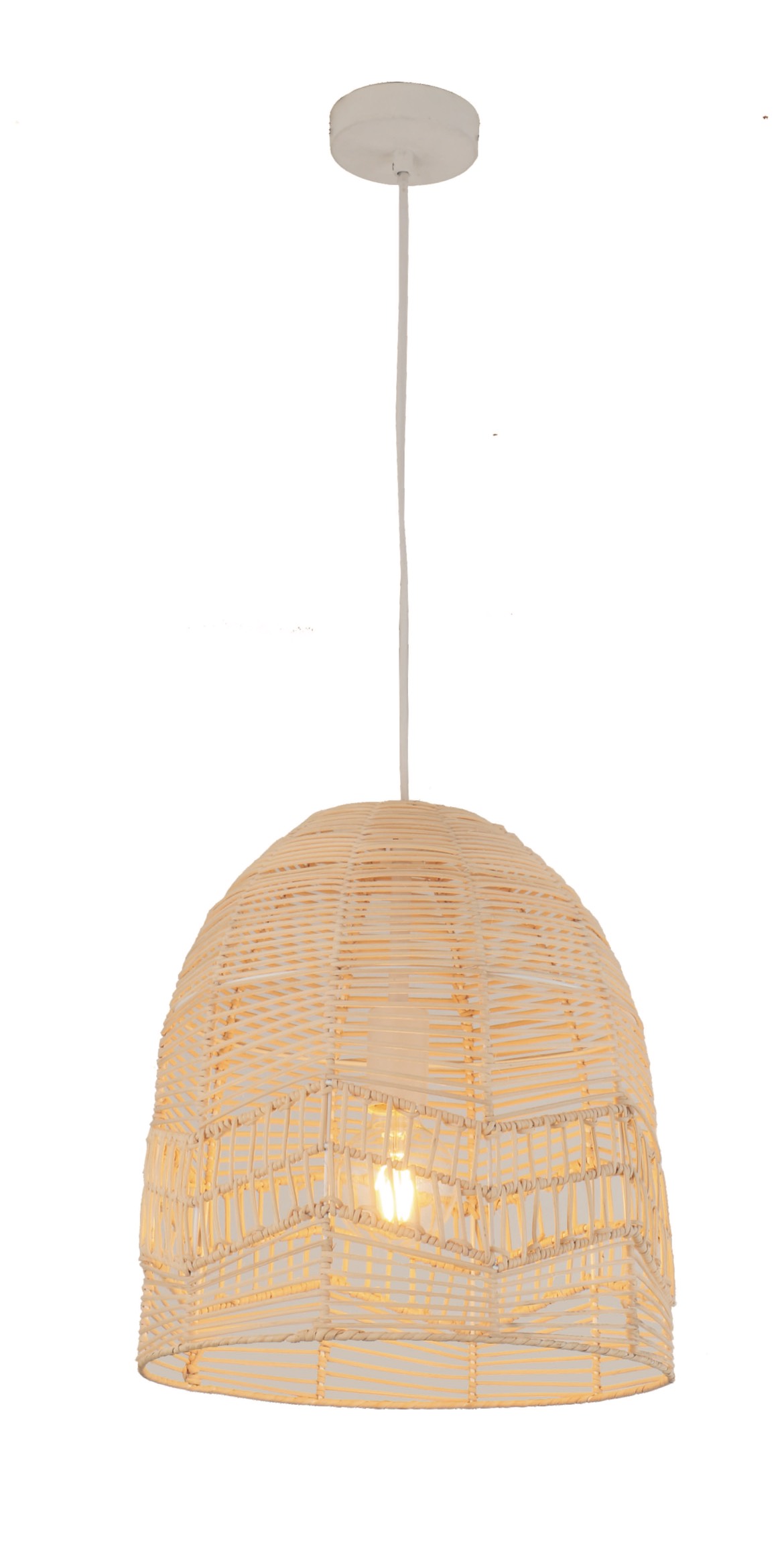 PENDANT ES 40W Natural Rattan Ellipse White OD345mm X L360mm