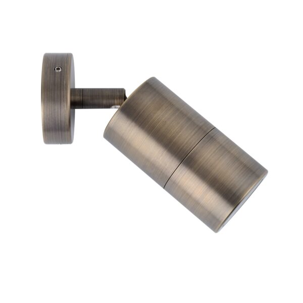 PILLAR S/ADJ GU10 Solid Rustic Brass IP65 RND B/Plate