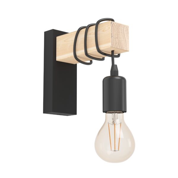 TOWNSHEND W/L 1X10W E27 BLK/LIGHT WOOD