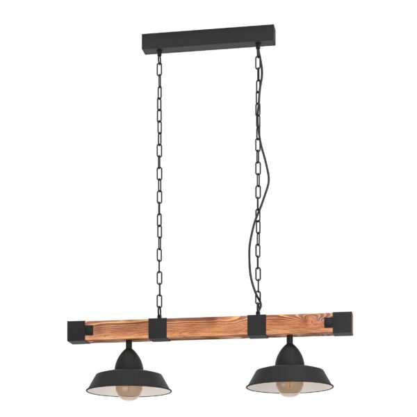 OLDBURY H/L 2X60W E27 BLK/RUSTIC WOOD