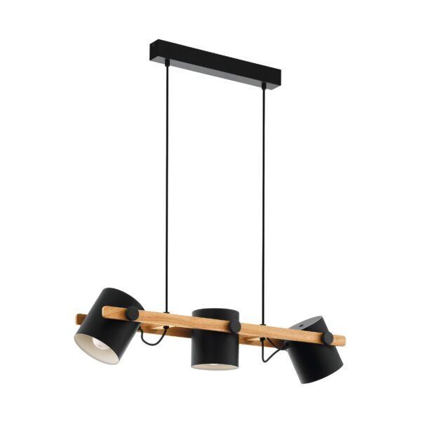 HORNWOOD H/L 3X60W E27 BLK/LIGHT WOOD