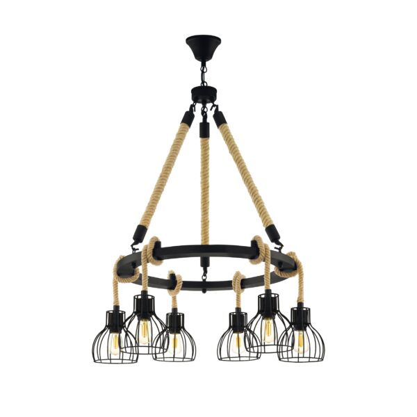 RAMPSIDE H/L 6X28W E27 BLK/ROPE CAGES