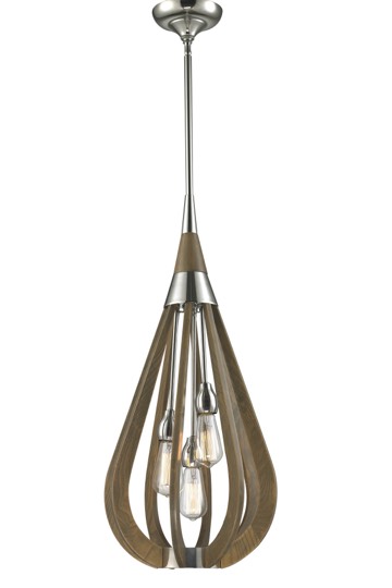 PENDANT ES X 3 Taupe Wood MED TEAR DROP OD355mm