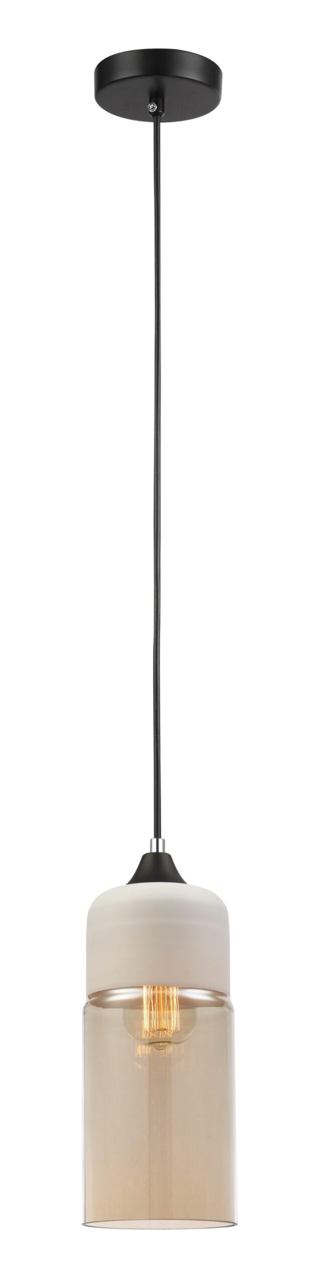 PENDANT ES WH w/Amber Glass OBLONG OD130mm