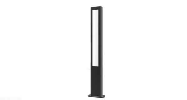 BOLLARD 12.5W RECT Matt Blk 3K IP54 H800mm 2 Diff 756 Lm