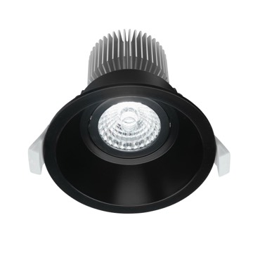 D/L C/TILT 10W RND Matt Blk Tri IP20 90mm L/Glare 850 Lm