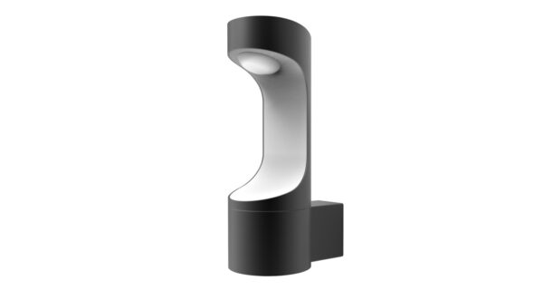 WALL S/M 9W RND Matt Blk w/Wh 3K IP54 Opal Diff 350 Lm