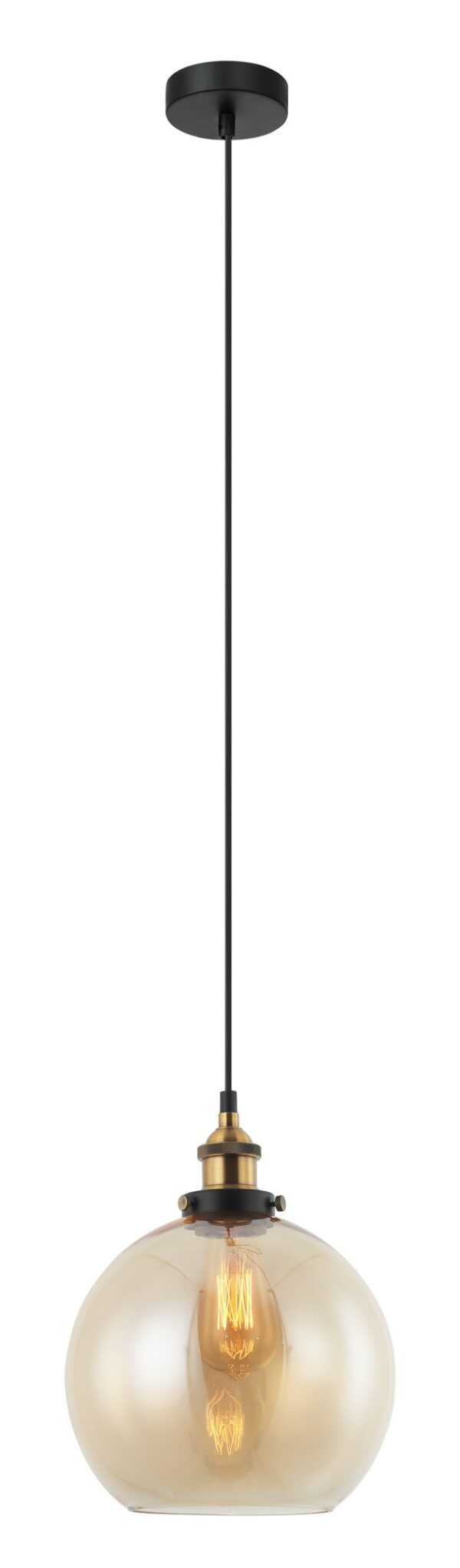 PENDANT ES 40W Amber Wine Glass With Antique Brass Highlight