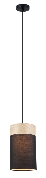 PENDANT ES Blk Cloth SML OBLONG w/Wood Veneer Trim OD150mm