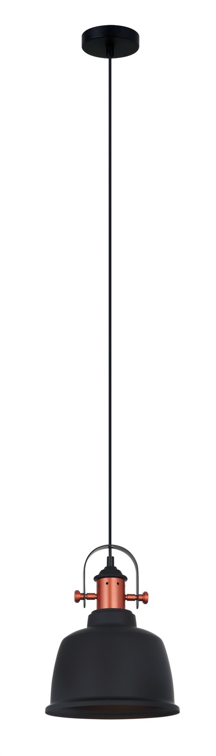 PENDANT ES Matt Blk BELL with Cop Highlights OD225mm