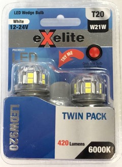 GLOBE LED Auto WEDGE 12-24V 21W T20 6K x 2