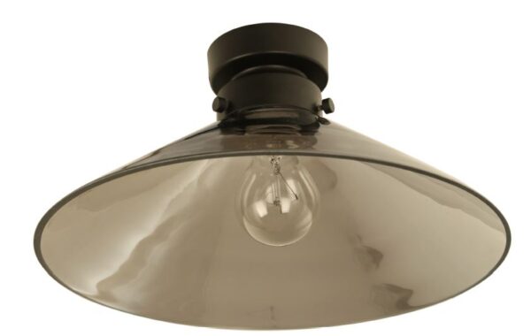 DIY Batten Fitting LGE Smoke Glass CONE OD300mm w/Blk