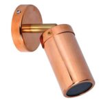 PILLAR S/ADJ GU10 Cop IP54 RND B/Plate Brass Knuckle A/Glare