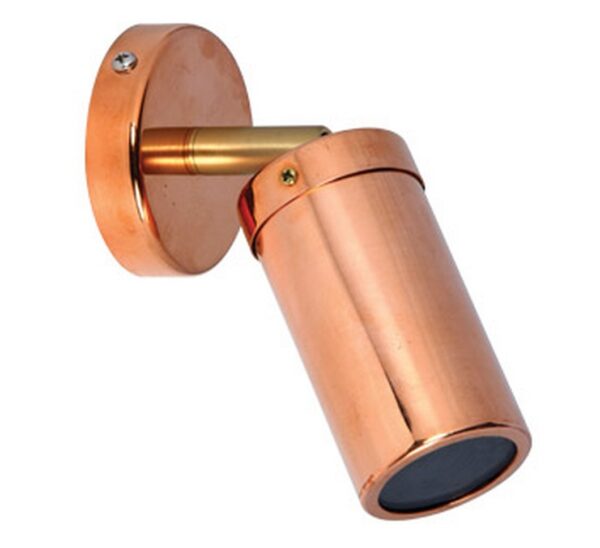 PILLAR S/ADJ GU10 Cop IP54 RND B/Plate Brass Knuckle A/Glare