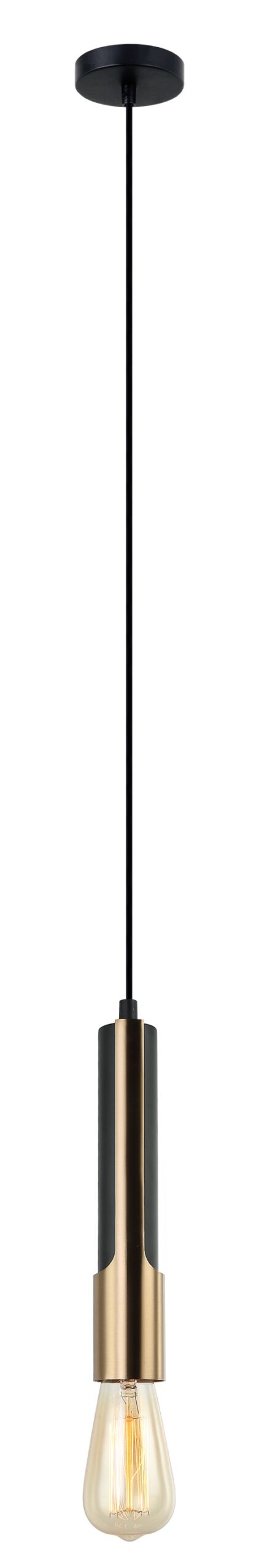 PENDANT ES Matt Blk Vertical Brass Plate Tube OD50mm