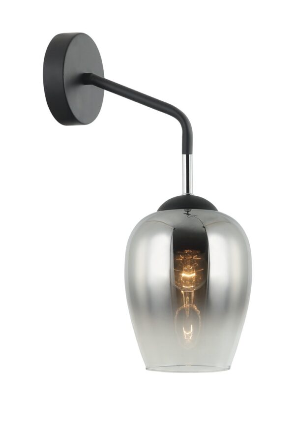 WALL Int S/M ES Chrome Glass w/ Blk Iron Bracket