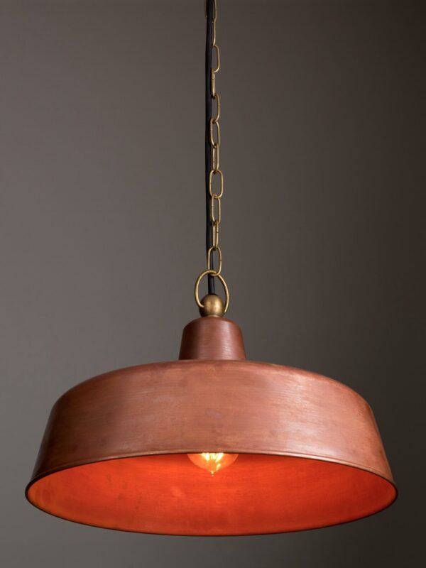 PENDANT ES Aged Copper ANGLED DOME IP23 OD400mm x H175mm