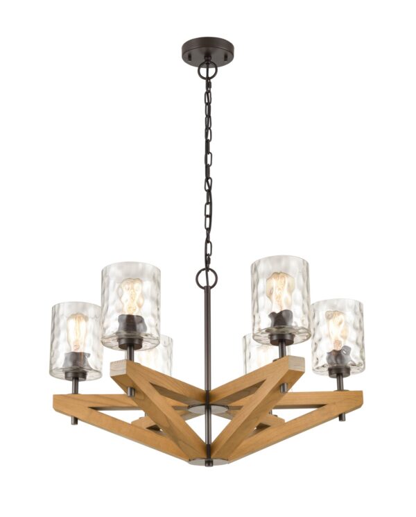 PENDANT ESx6 OD799mm Candelabra Oak Wood