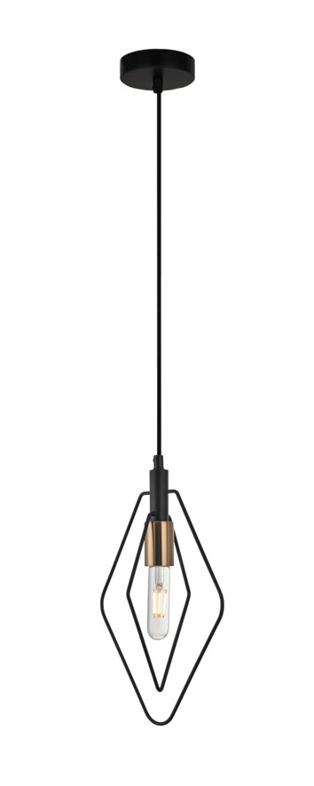 PENDANT ES BLK Diamond w/ Antique Brass Highlight OD210mm
