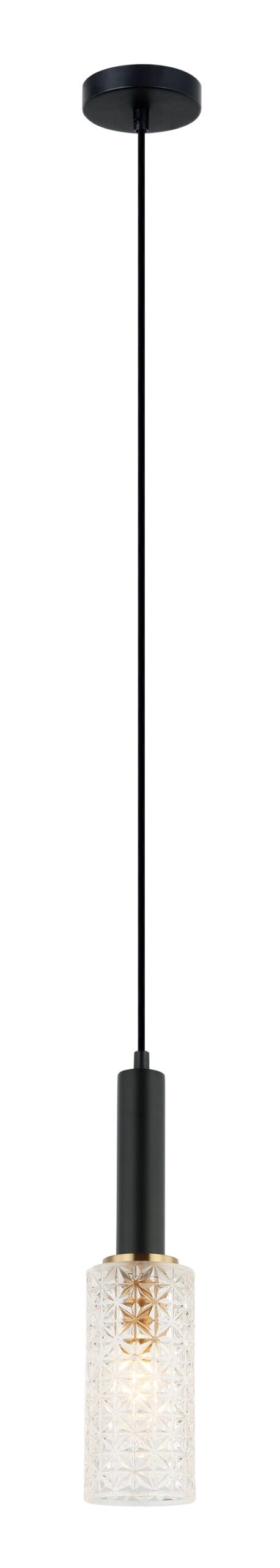 PENDANT SES Cut Glass Oblong w/ Matt Black/Brass OD90mm