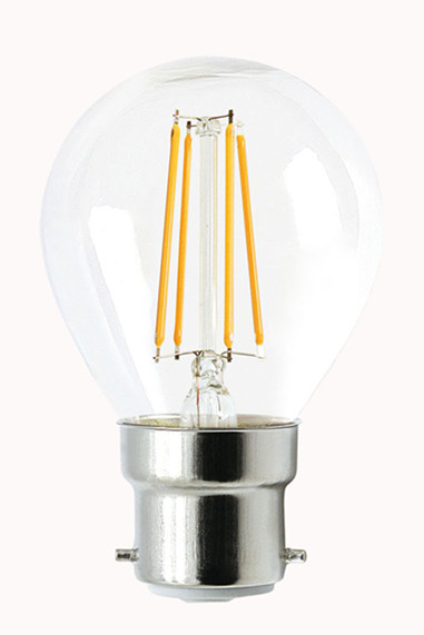 GLOBE LED BC F/RND DIMM Filament 4W 2700K CLR 400 Lm