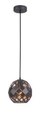 PENDANT ES Matt Blk Embossed Tiled WINE GLASS OD200mm