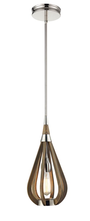PENDANT ES Taupe Wood SML TEAR DROP OD180mm