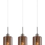 PENDANT ES x 3 72W Copper Glass With Dotted Effect Sq Base