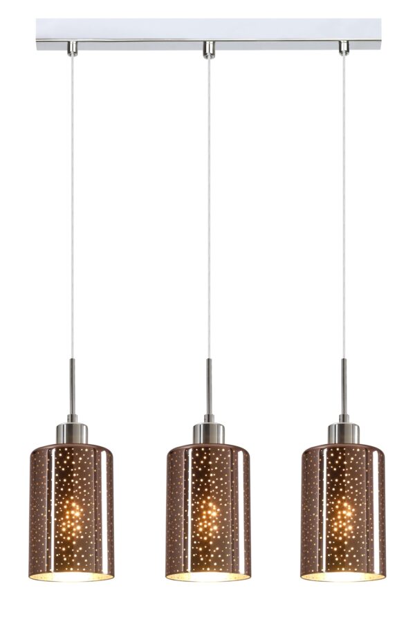 PENDANT ES x 3 72W Copper Glass With Dotted Effect Sq Base