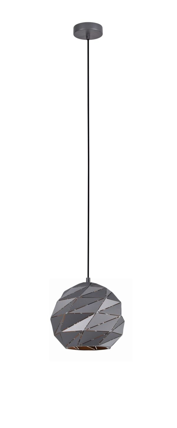 PENDANT ES 60W Matte Grey Dome Sml Iron OD220mm x H3215mm
