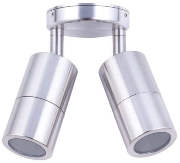 PILLAR D/ADJ GU10 Shiny Silv IP65 RND B/Plate