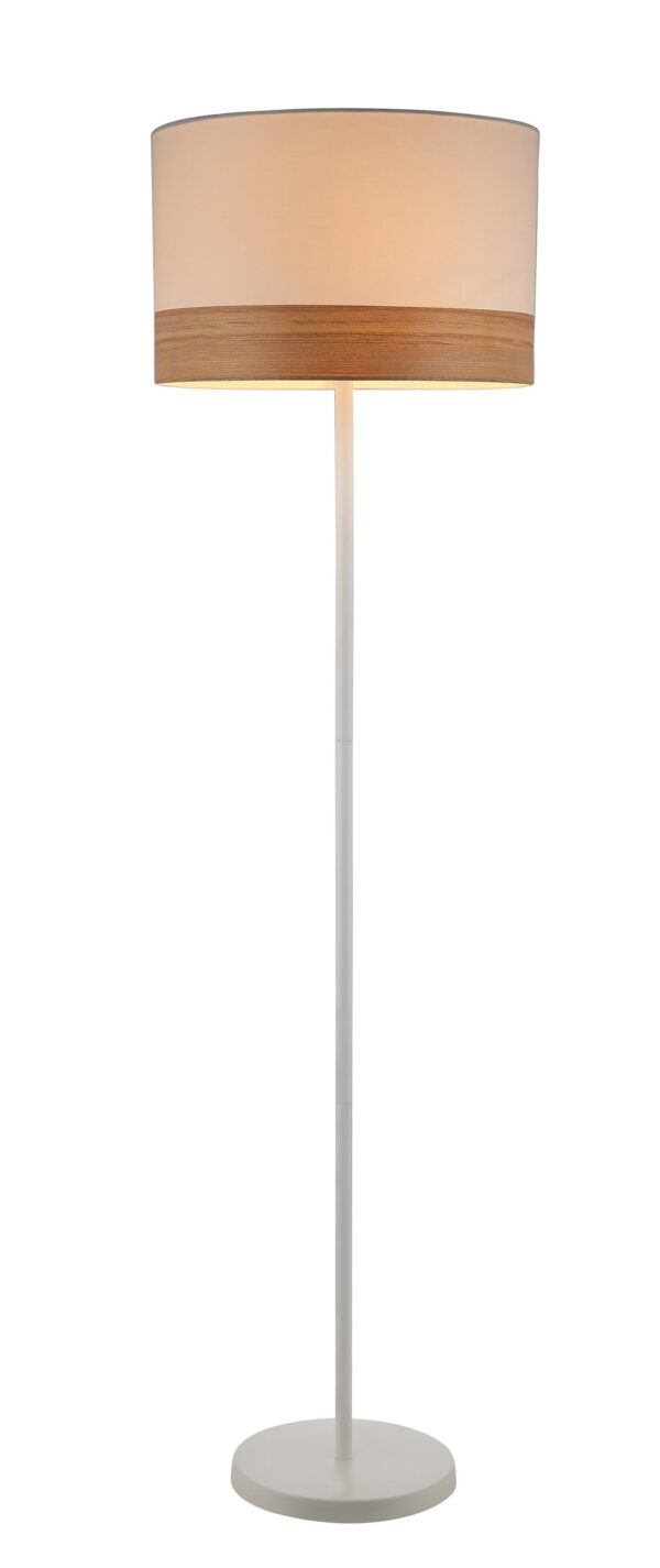 FLOOR ES LGE Wh RND H1475mm w/Wood Veneer Trim