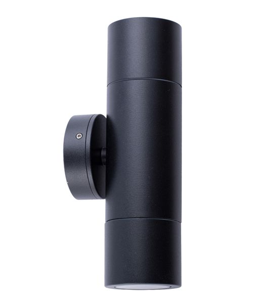 PILLAR Up/Dn 12V MR16 Blk IP65 RND B/Plate