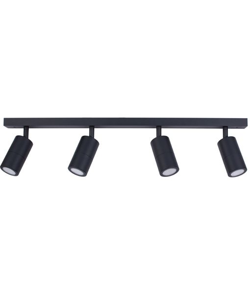 PILLAR ADJ 4 Light GU10 Blk IP44 RECT BAR B/Plate