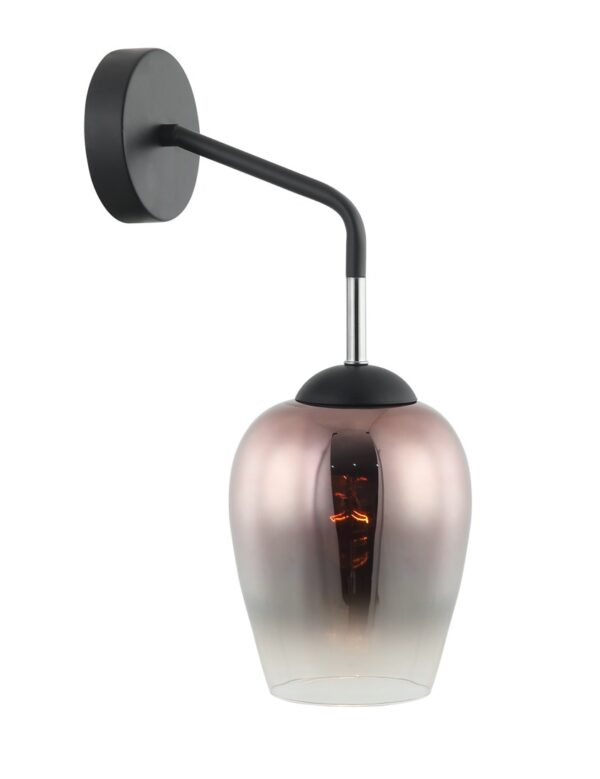 WALL Int S/M ES Copper Glass w/ Blk Iron Bracket