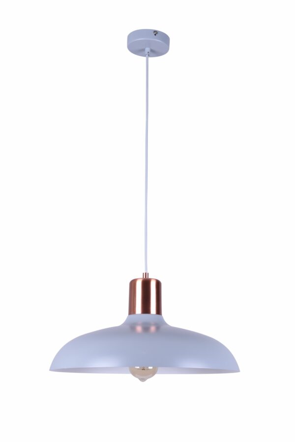PENDANT ES Matt Grey DOME w/Copper Highlight OD400mm