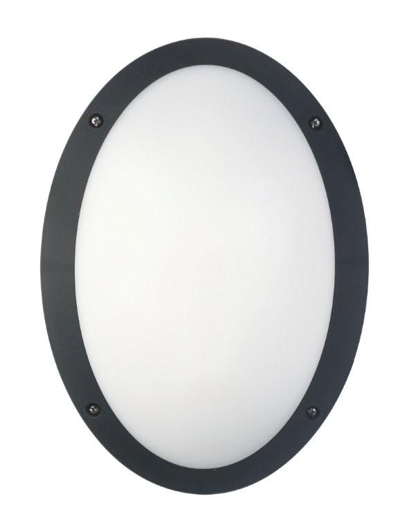 BULKHEAD 12W OVAL Blk 4K IP66 OD330mm 800 Lm