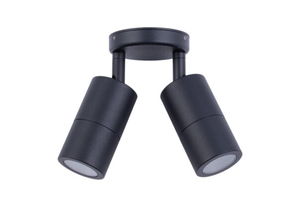 PILLAR D/ADJ GU10 Blk IP65 RND B/Plate