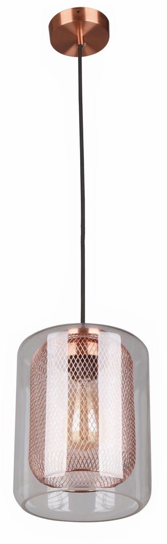PENDANT ES Cop Mesh  Clr Glass OBLONG OD200mm