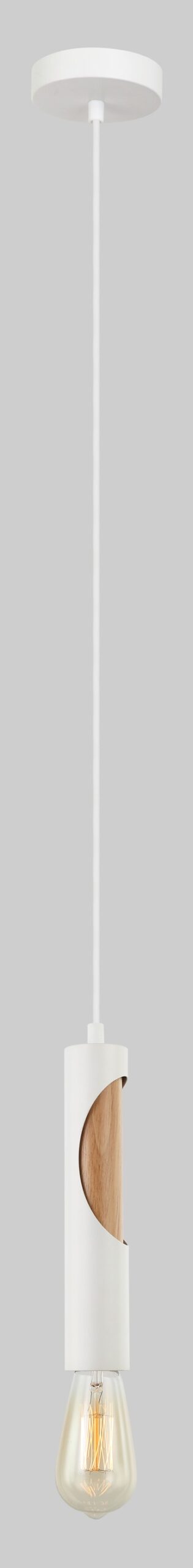 PENDANT ES Matt Wh Blonde Wood Tube OD50mm