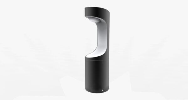 BOLLARD 9W RND Matt Blk w/Wh 3K IP54 H300mm 350 Lm