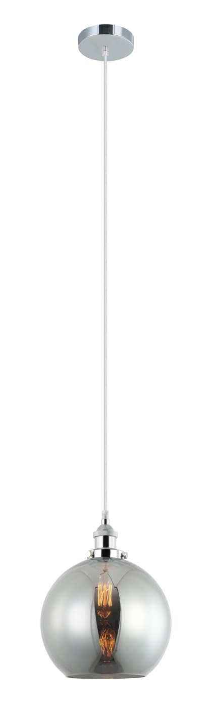 PENDANT ES 40W Black Smoke Wine Glass With Chrome Highlight