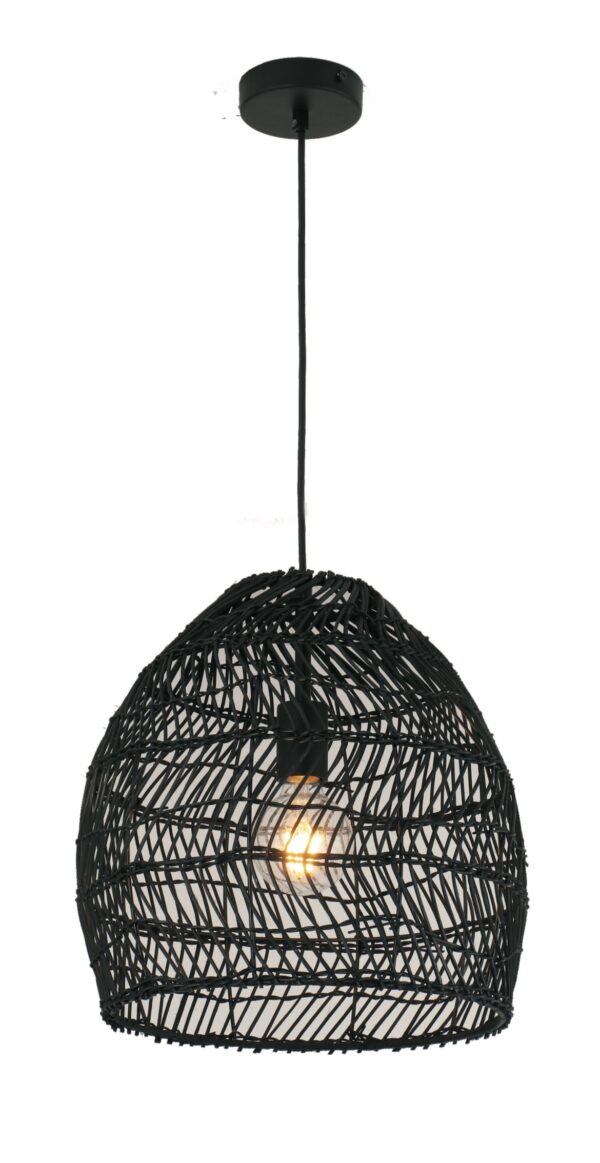 PENDANT ES 40W Rattan Ellipse Matte Black OD340mm X L250mm