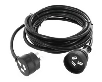 EXTENSION LEAD Piggy Back 15A 5m Flex Blk / 10A Plug