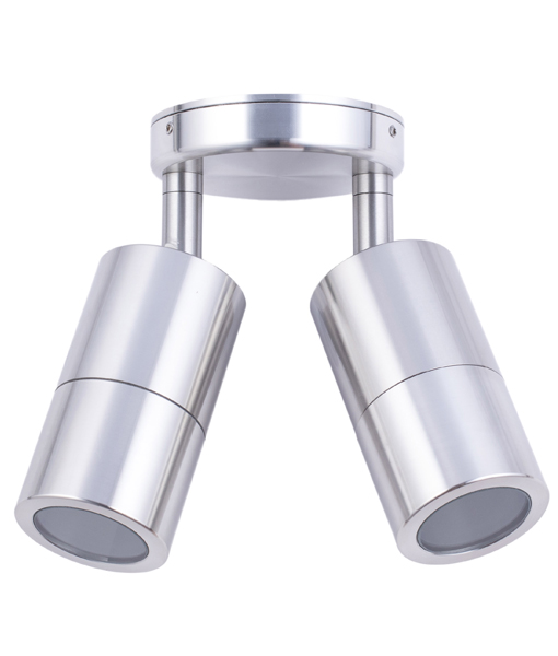 PILLAR D/ADJ 12V MR16 Shiny Silv IP65 RND B/Plate