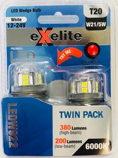 GLOBE LED Auto WEDGE 12-24V 21/5W T20 6K x 2
